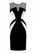 Robe cocktail tulle chic élégante transparence noir blanc motifs géométriques soirée silhouette sublimée femmes