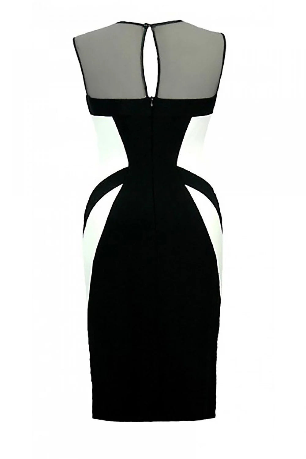 Robe cocktail tulle chic élégante transparence noir blanc motifs géométriques soirée silhouette sublimée femmes