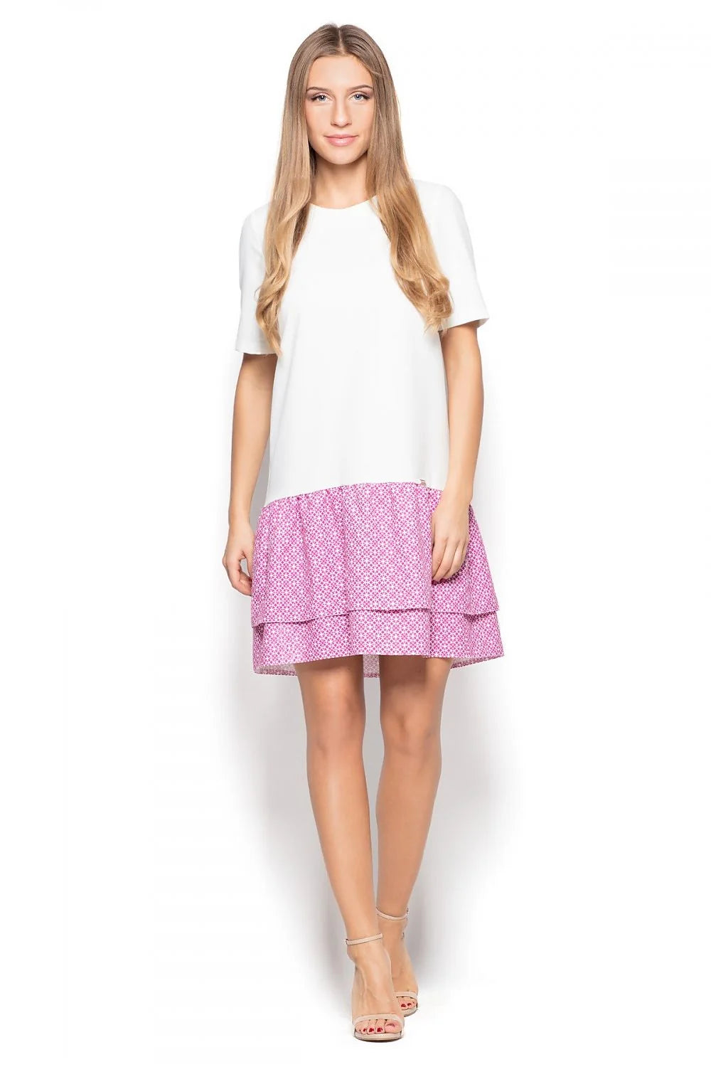 Robe coton chic décontractée motifs floraux manches courtes pour un look printanier élégant féminin