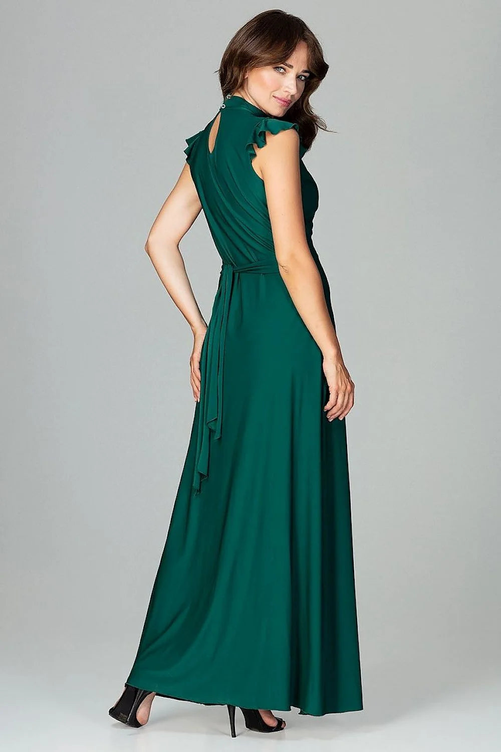 Robe de cocktail en satin élégante et ajustée avec volants féminins pour soirées glamour femmes