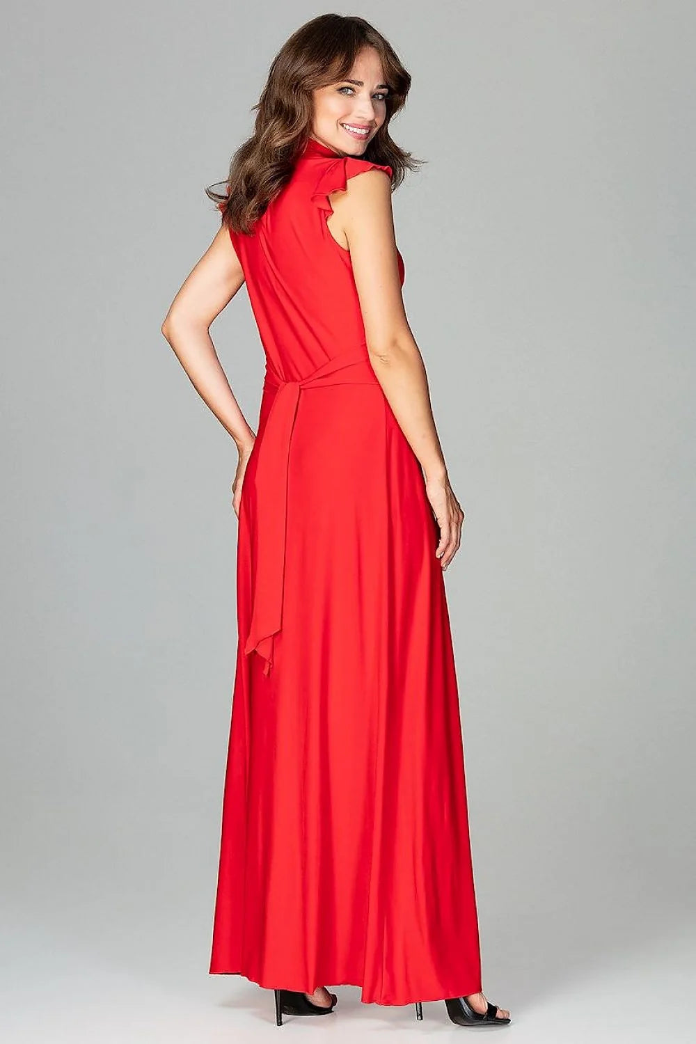 Robe de cocktail en satin élégante et ajustée avec volants féminins pour soirées glamour femmes