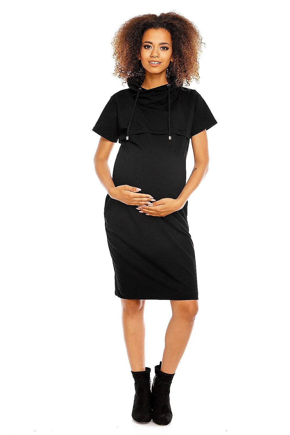 Robe de grossesse coton élégante et confortable avec fermetures éclair discrètes pour allaitement facile