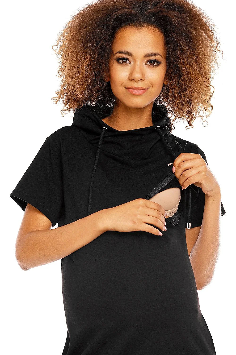 Robe de grossesse coton élégante et confortable avec fermetures éclair discrètes pour allaitement facile
