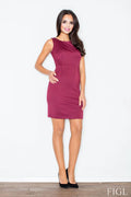 Robe de jour bordeaux élégante en tissu élastique, ajustement parfait pour femmes modernes et actives