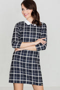 Robe de jour en coton chic classique bleu marine pour un style intemporel au bureau