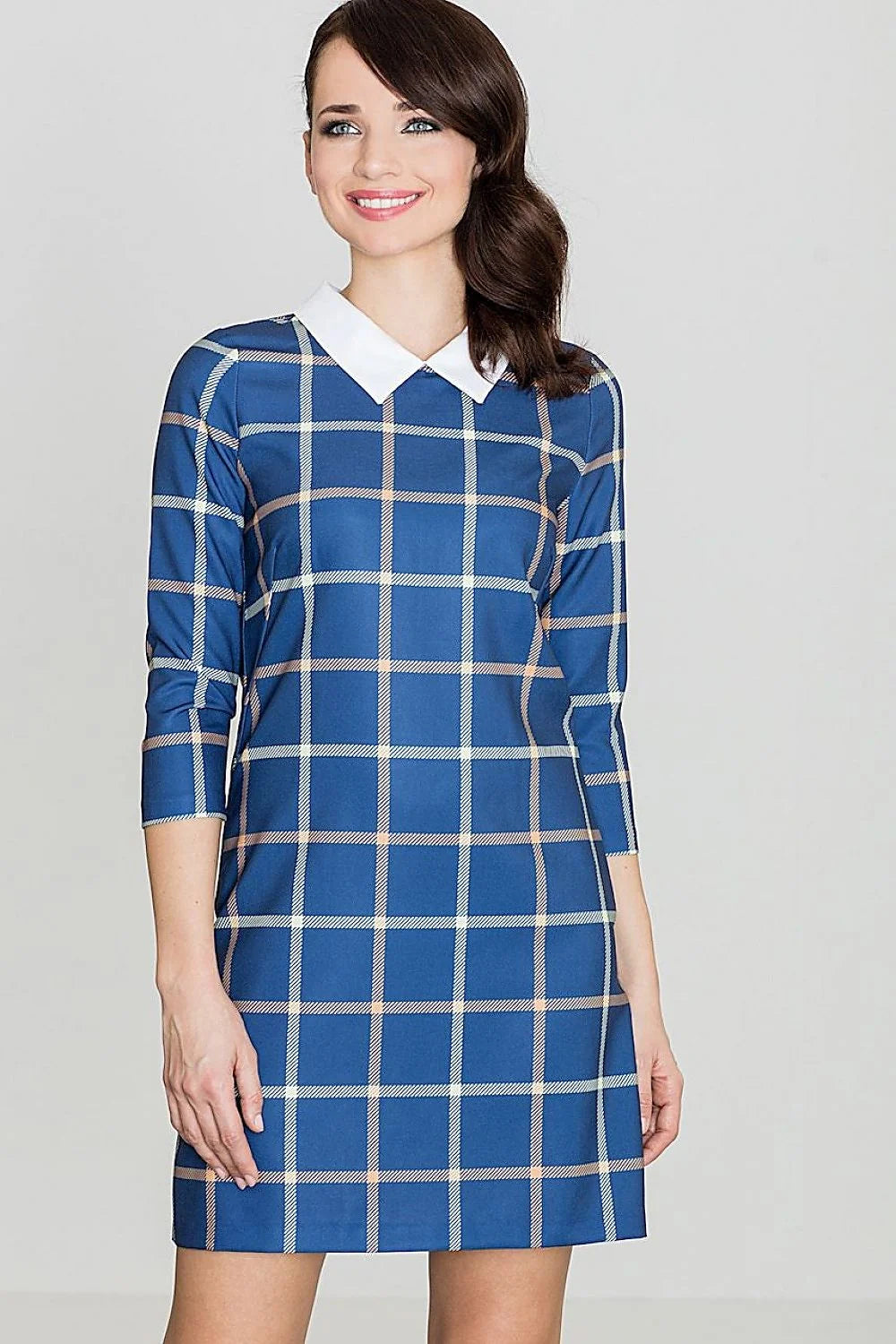 Robe de jour en coton chic classique bleu marine pour un style intemporel au bureau
