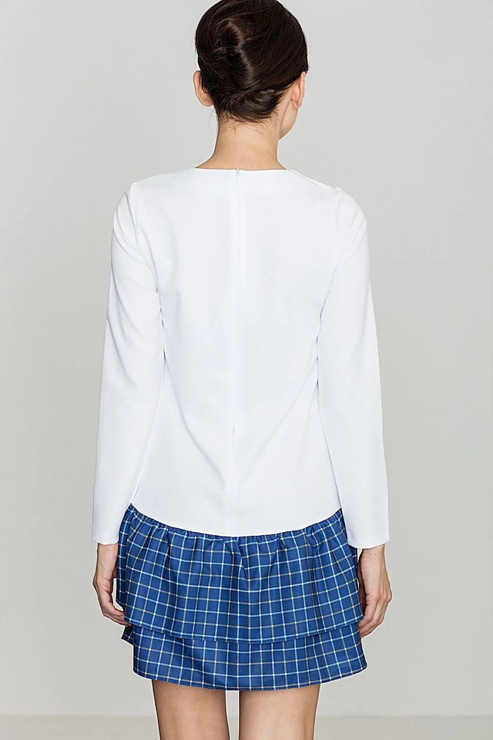 Robe de jour en coton élégante et confortable manches longues volants carreaux pour femmes modernes