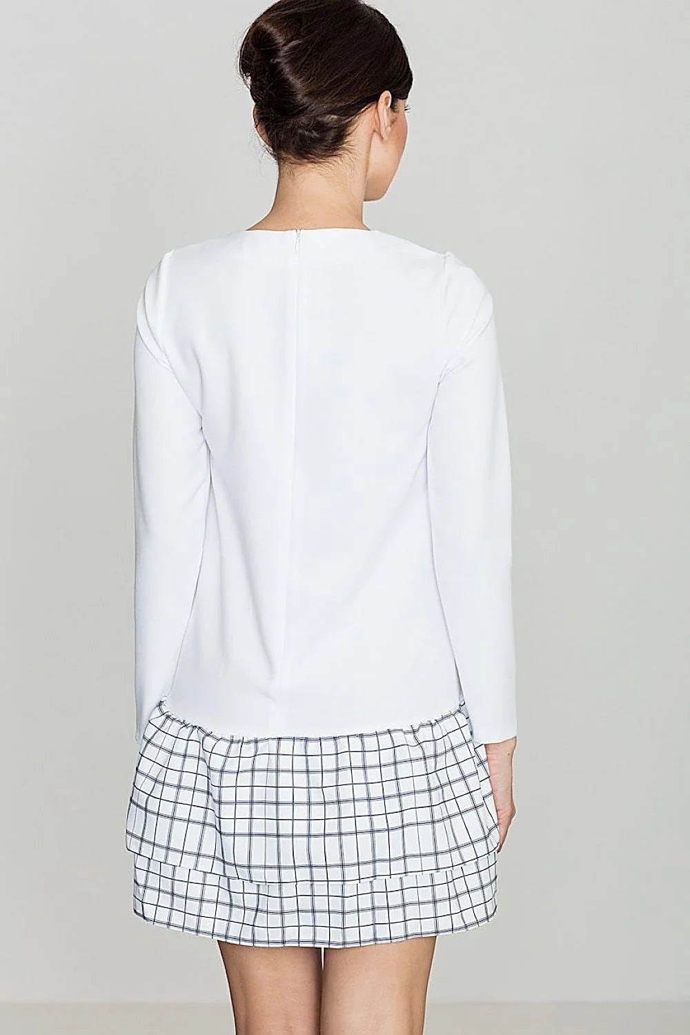 Robe de jour en coton élégante et confortable manches longues volants carreaux pour femmes modernes