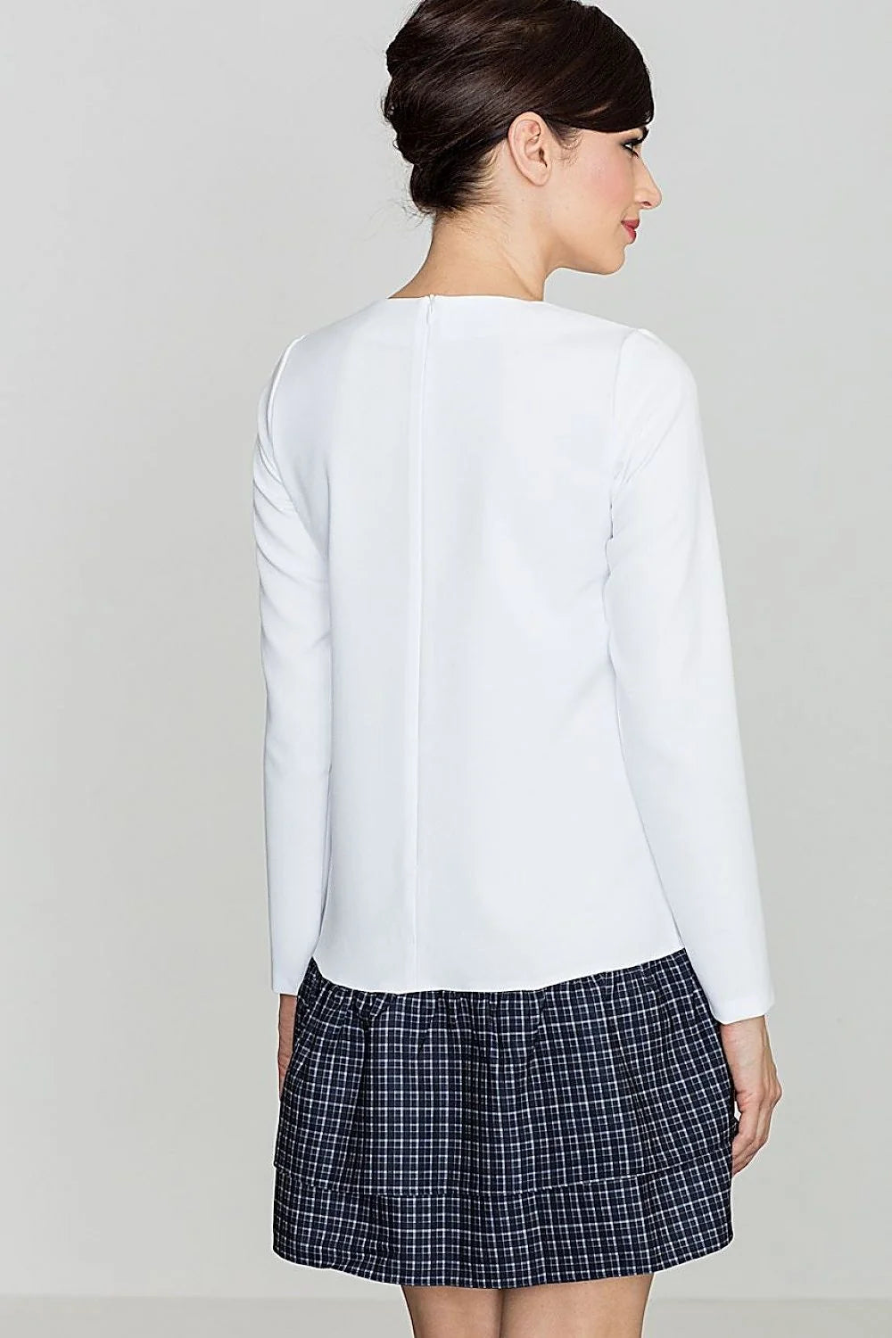 Robe de jour en coton élégante et confortable manches longues volants carreaux pour femmes modernes