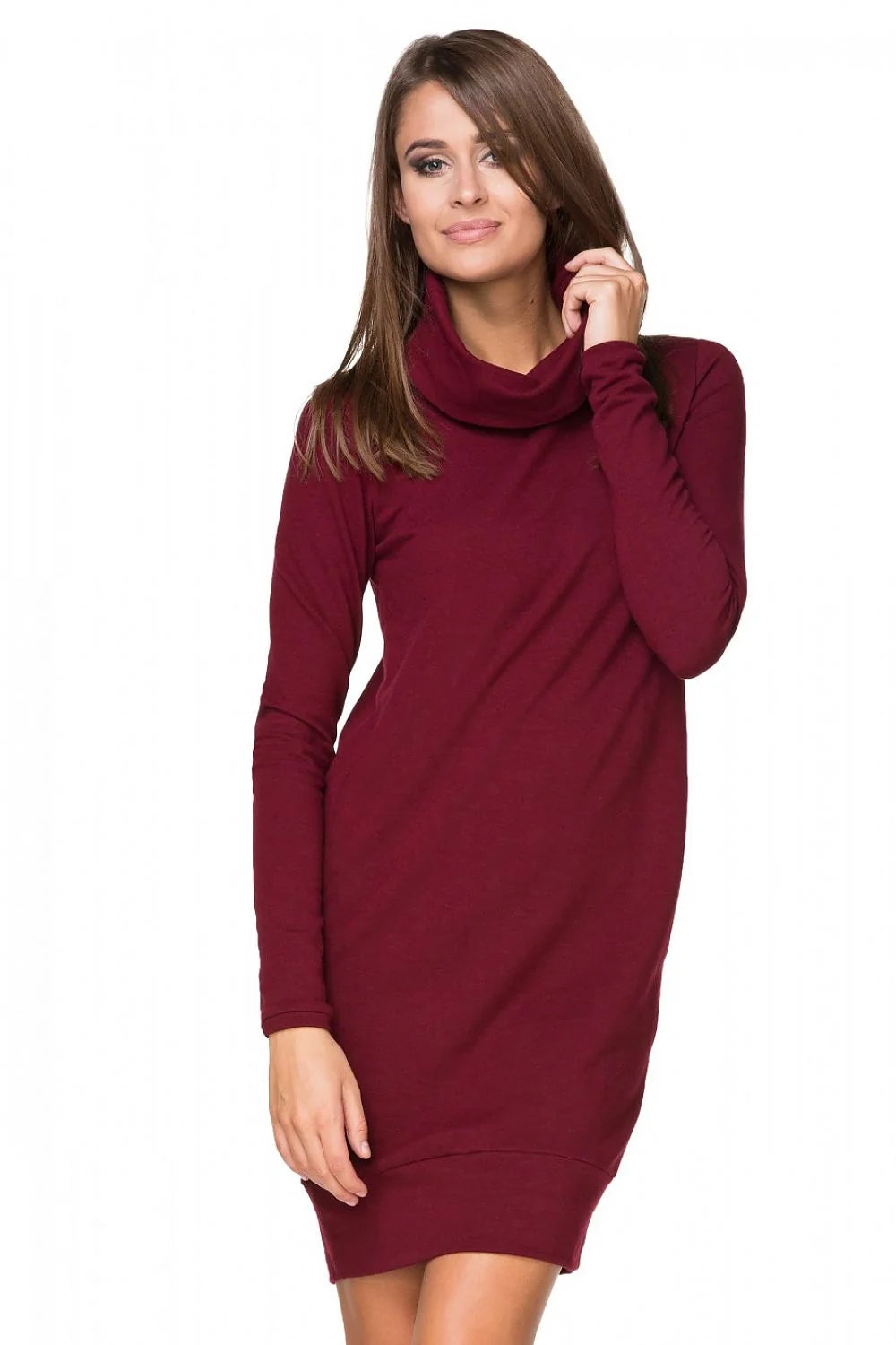 Robe de jour en maille sweat-shirt chic élégante confort double col roulé féminité moderne