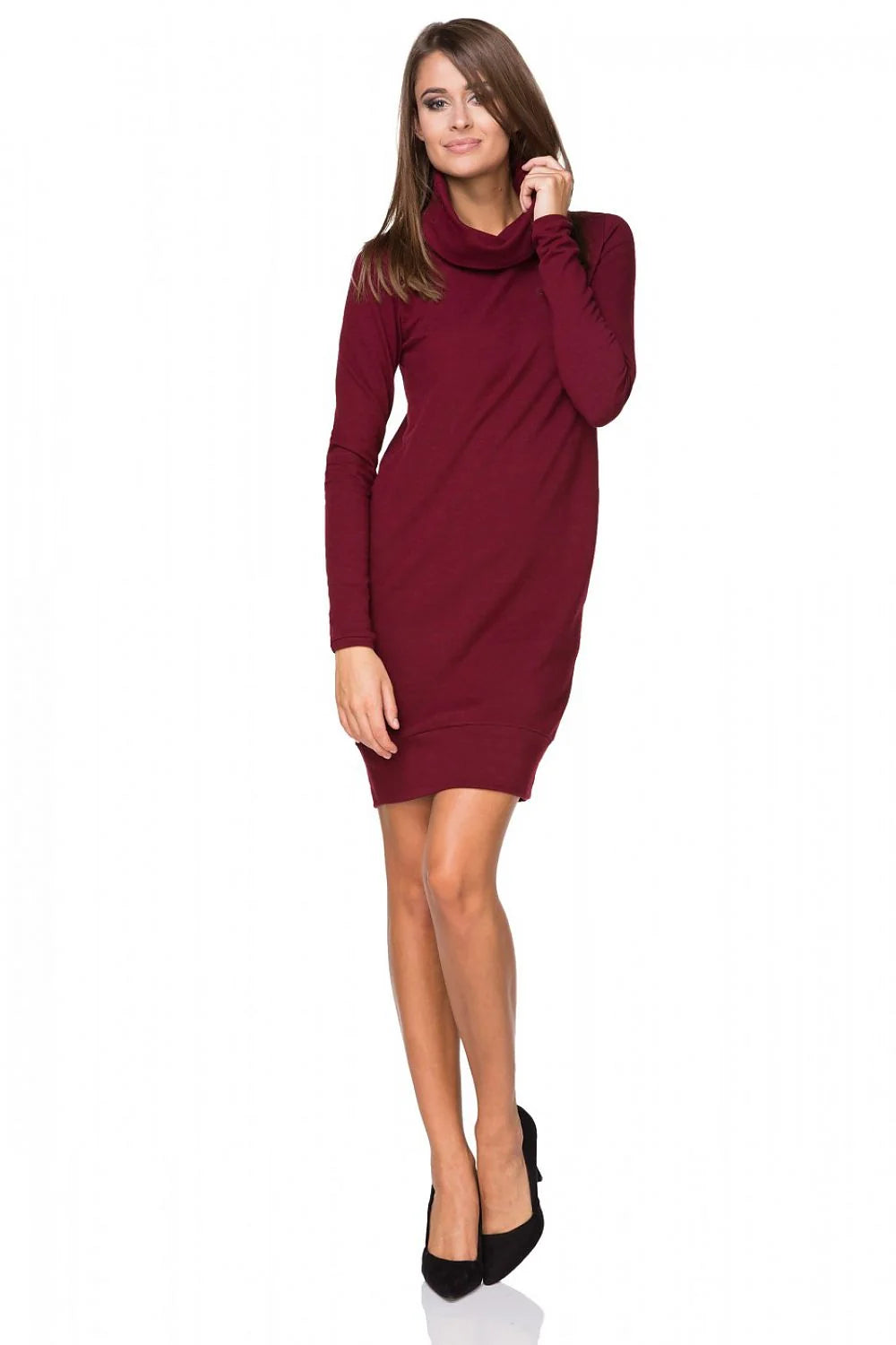Robe de jour en maille sweat-shirt chic élégante confort double col roulé féminité moderne