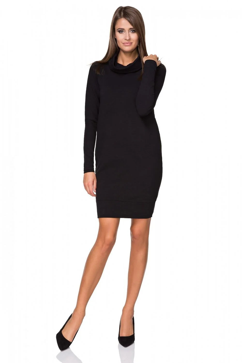 Robe de jour en maille sweat-shirt chic élégante confort double col roulé féminité moderne