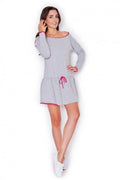 Robe de nuit coton gris rose décontractée confortable manches longues style élégant pour femme moderne