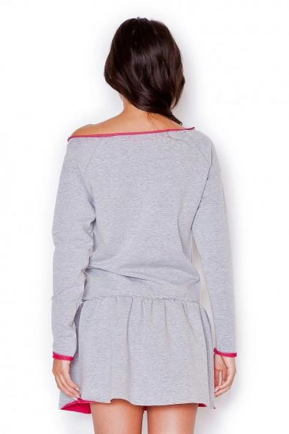 Robe de nuit coton gris rose décontractée confortable manches longues style élégant pour femme moderne