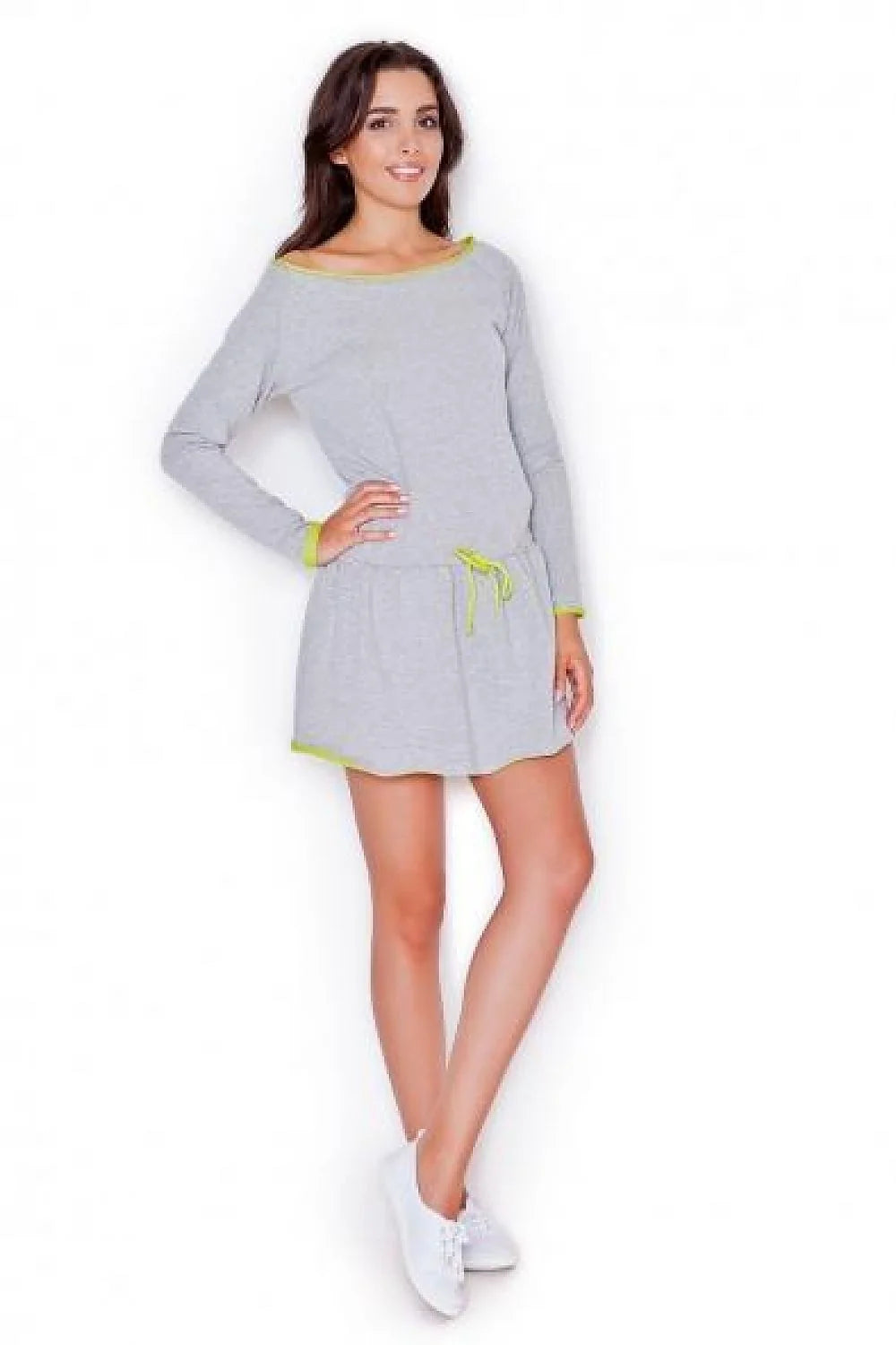 Robe de nuit coton gris rose décontractée confortable manches longues style élégant pour femme moderne