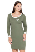 Robe de nuit en coton vert olive décontractée manches longues élégance confort pour femmes modernes