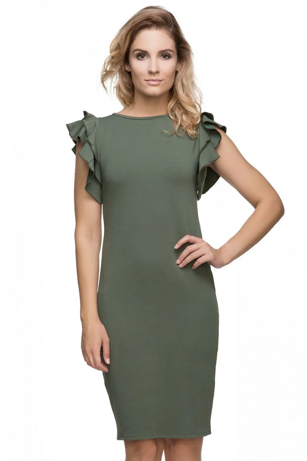 Robe de soirée chic en tissu noir élégant avec manches volants pour femme moderne tendance