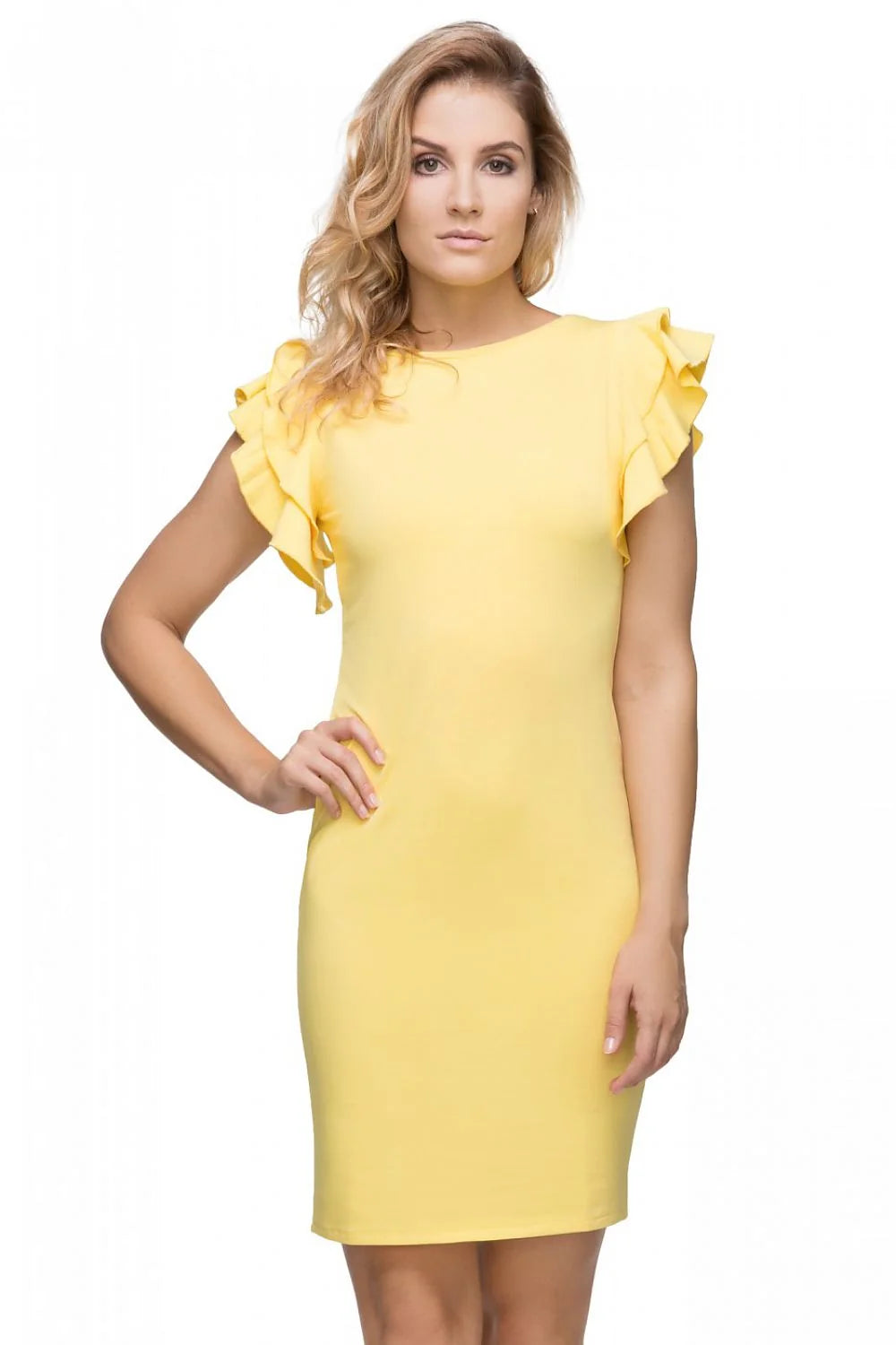 Robe de soirée chic en tissu noir élégant avec manches volants pour femme moderne tendance