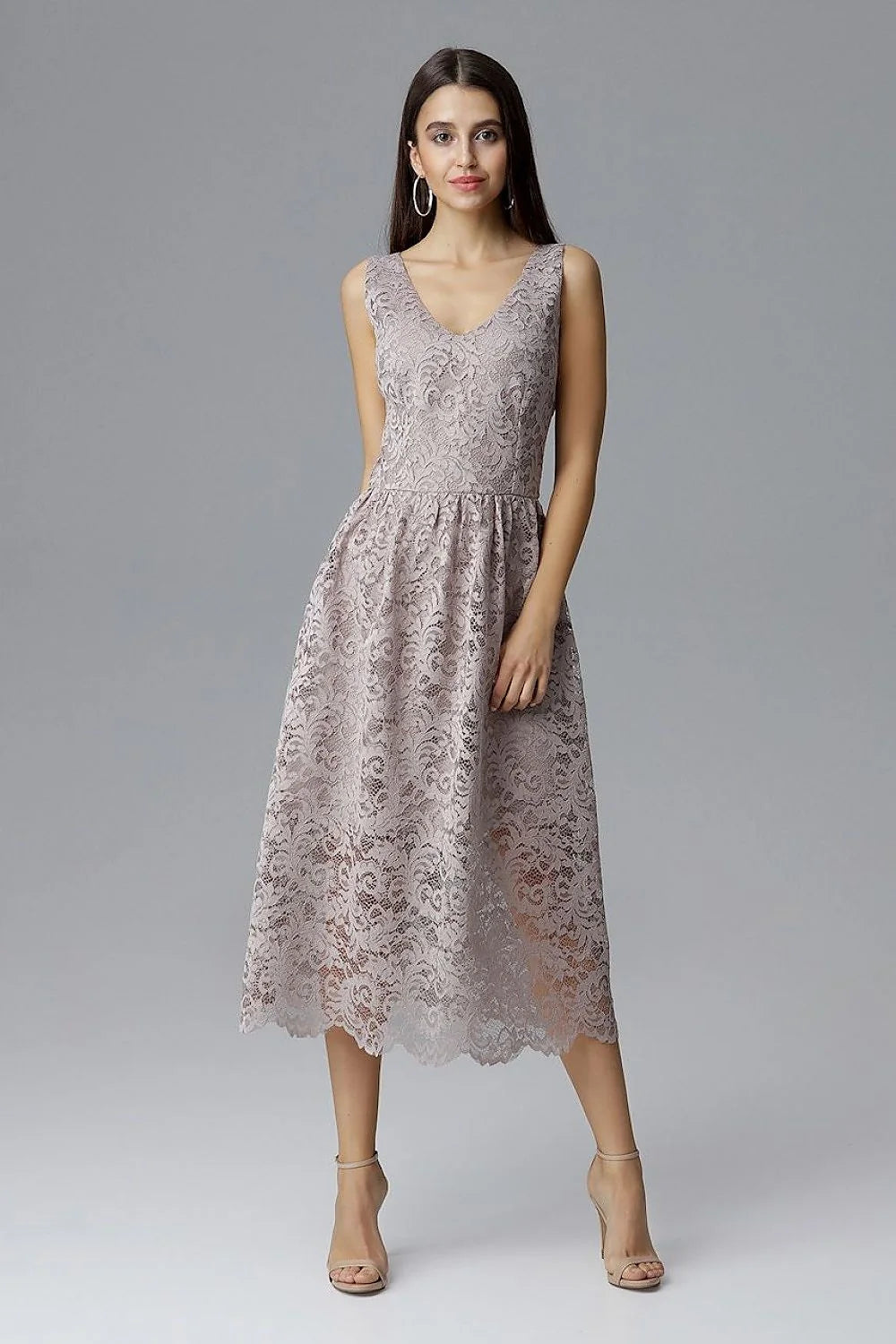 Robe de soirée en dentelle bleu marine élégante chic col V transparence pour occasions spéciales