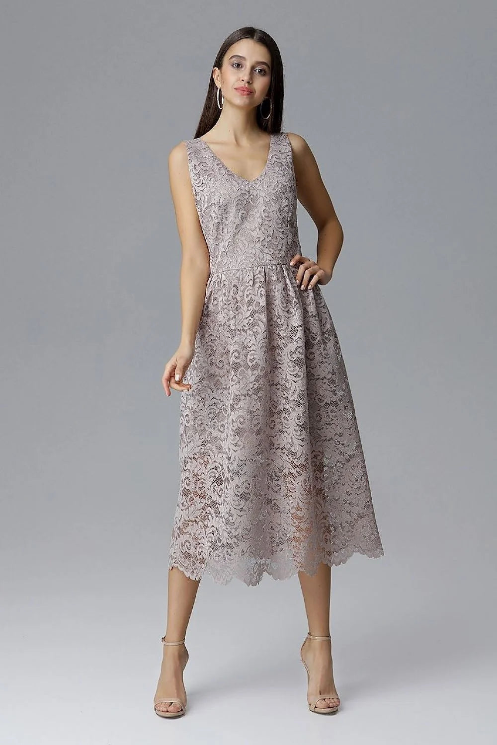 Robe de soirée en dentelle bleu marine élégante chic col V transparence pour occasions spéciales