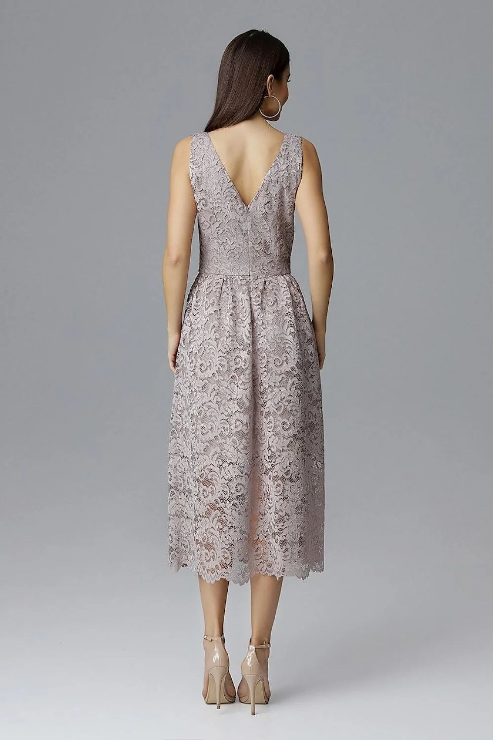 Robe de soirée en dentelle bleu marine élégante chic col V transparence pour occasions spéciales