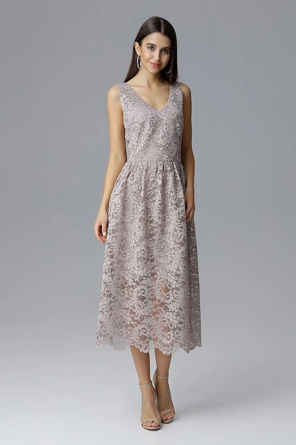 Robe de soirée en dentelle bleu marine élégante chic col V transparence pour occasions spéciales