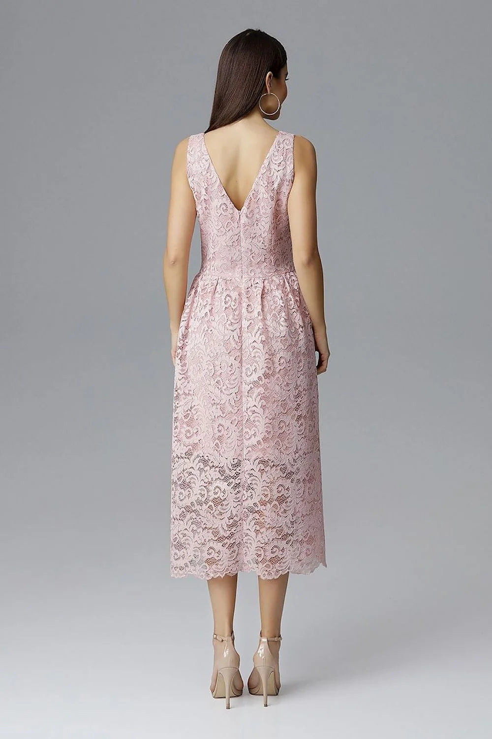 Robe de soirée en dentelle bleu marine élégante chic col V transparence pour occasions spéciales