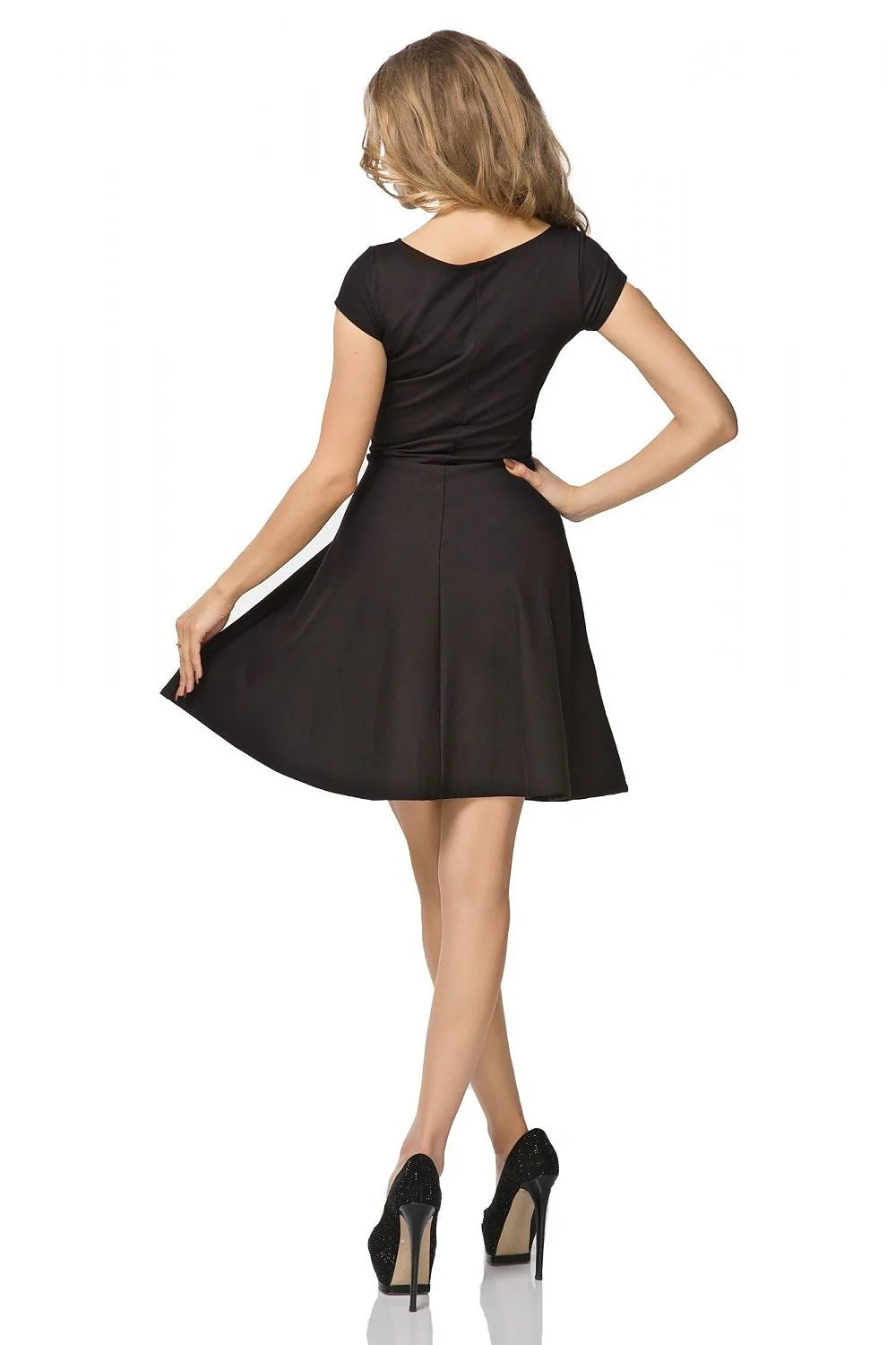 Robe de soirée en polyester rouge élégante manches courtes évasée féminine printemps été mode