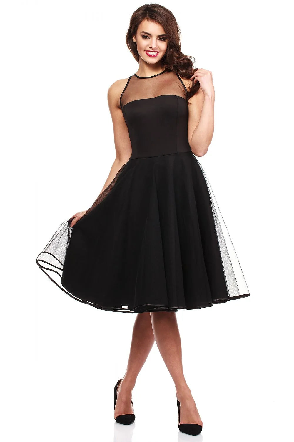 Robe de soirée en tulle noire élégante chic pour silhouette féminine et occasions spéciales