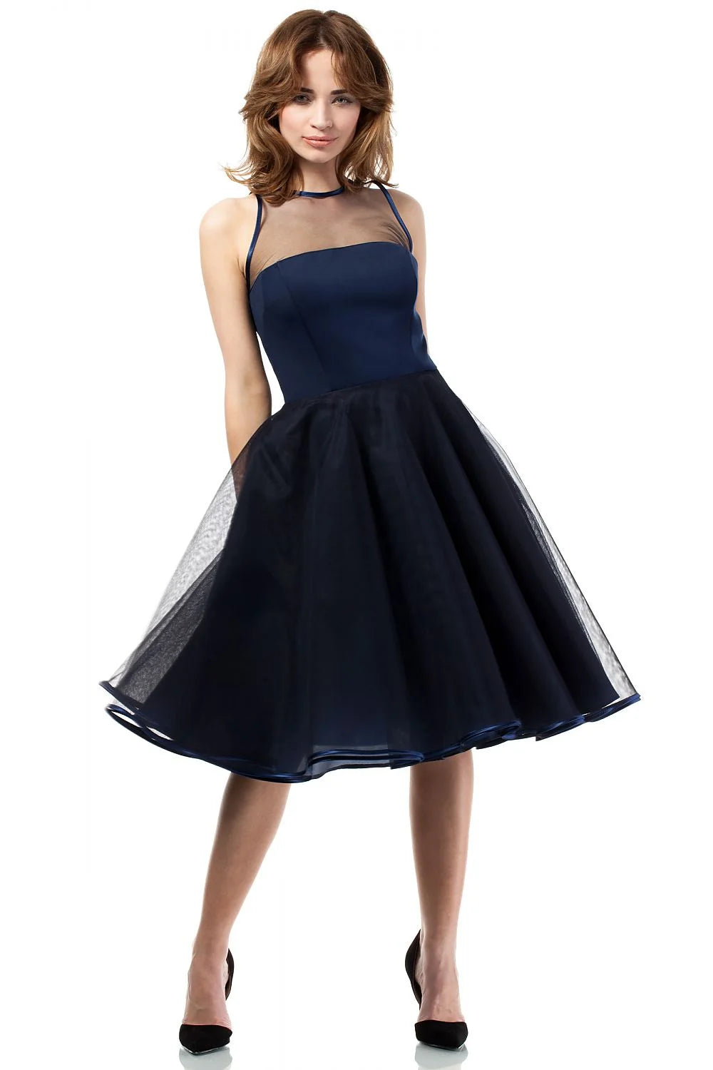 Robe de soirée en tulle noire élégante chic pour silhouette féminine et occasions spéciales