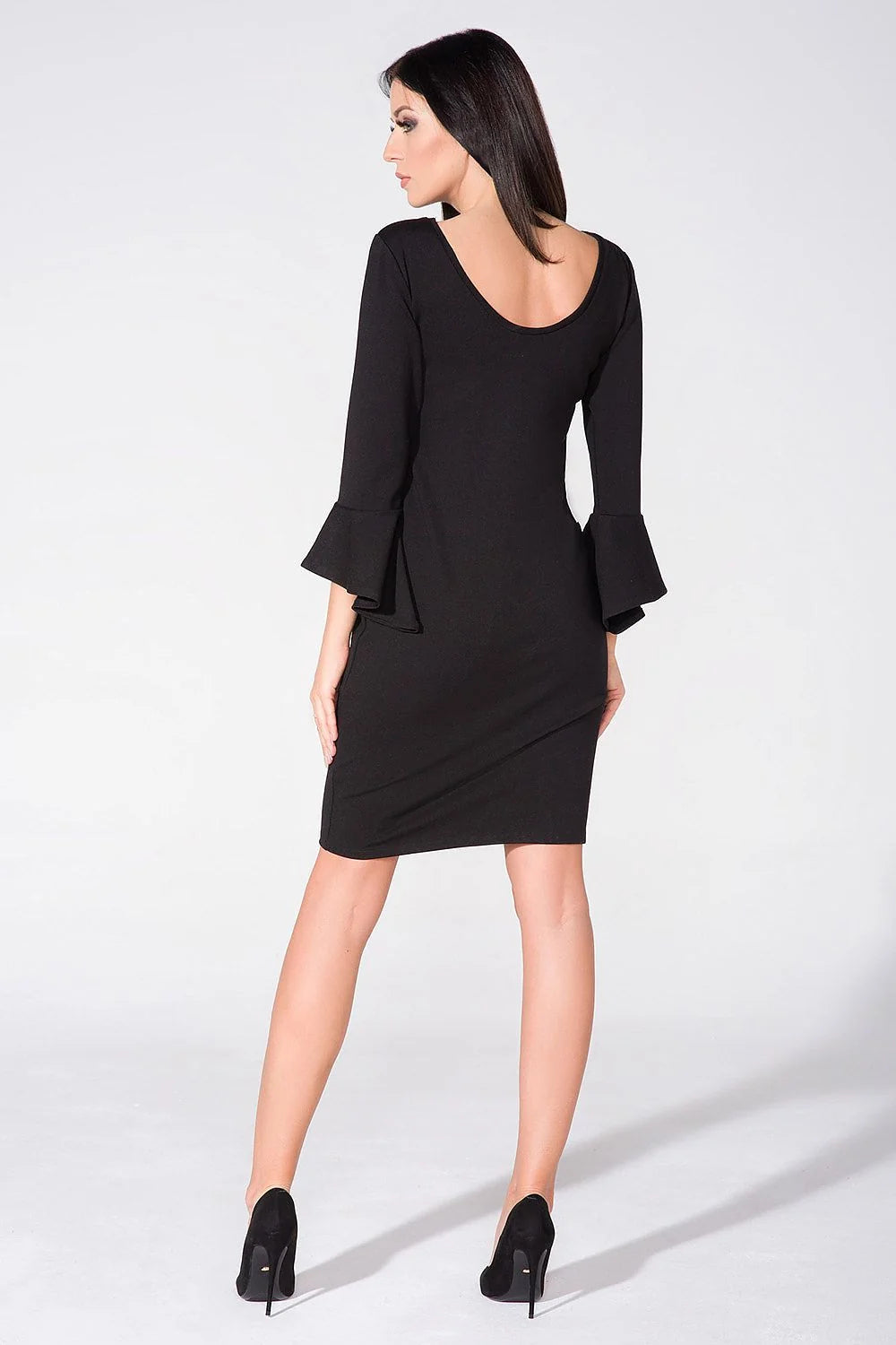 Robe de soirée tricotée élégante et confortable décolleté en V manches volantes occasions spéciales