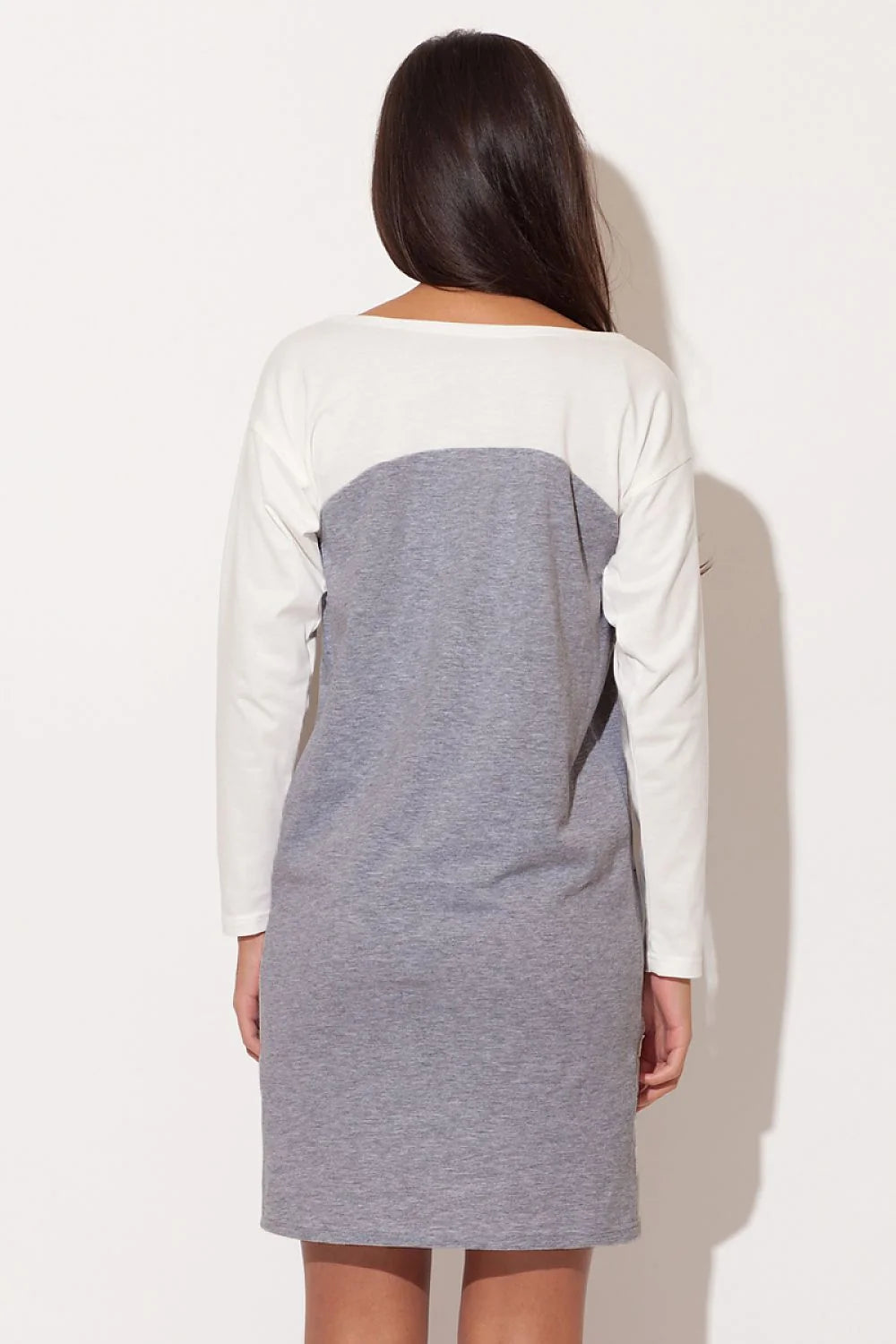 Robe décontractée coton bicolore élégante et confortable avec manches longues pour sorties quotidiennes féminines chic