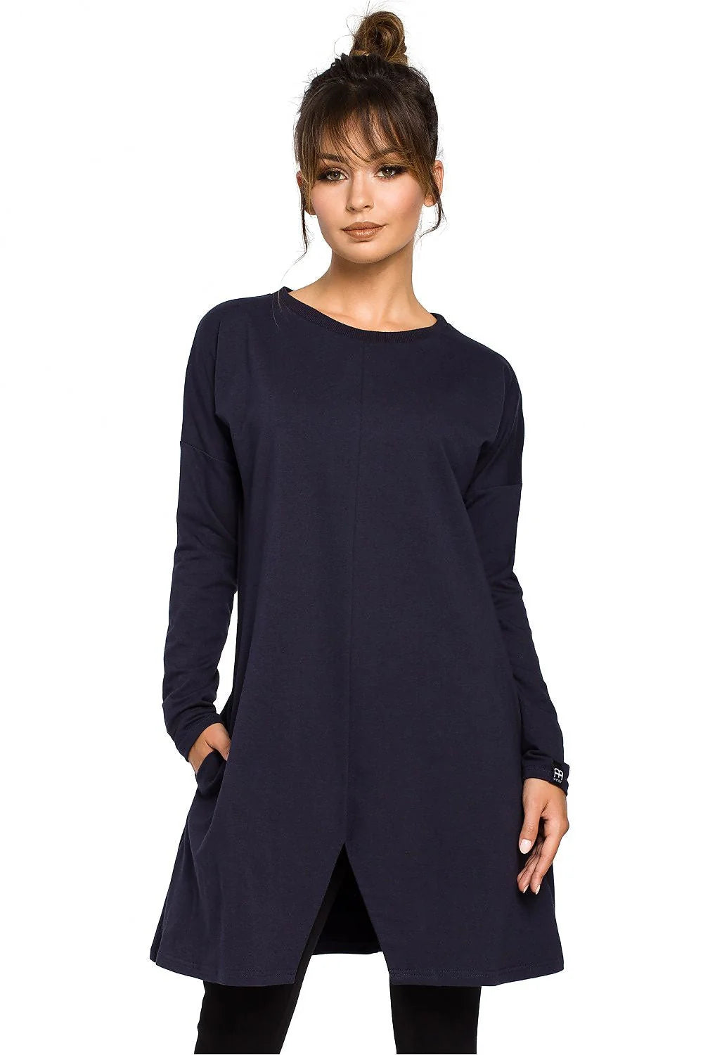 Robe décontractée coton rouge vif ample avec manches longues poches confort style détente femmes