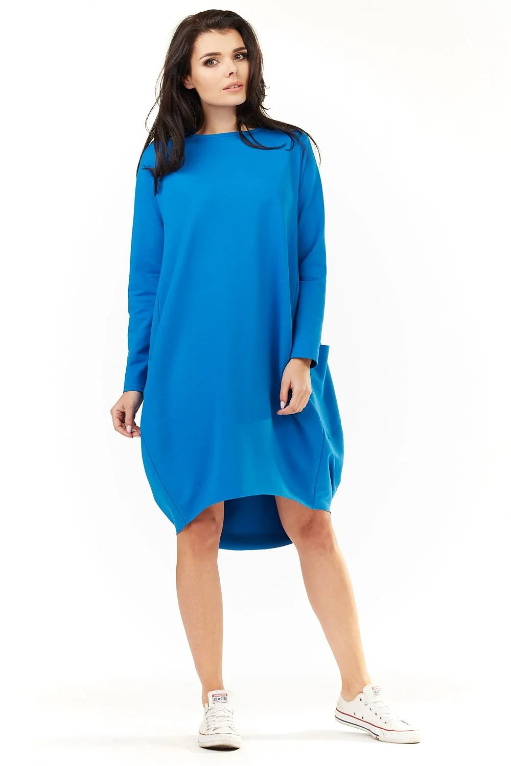 Robe décontractée en coton bleu vif coupe ample confortable avec poches pour sorties entre amies