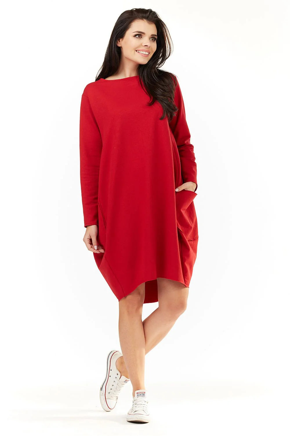 Robe décontractée en coton bleu vif coupe ample confortable avec poches pour sorties entre amies