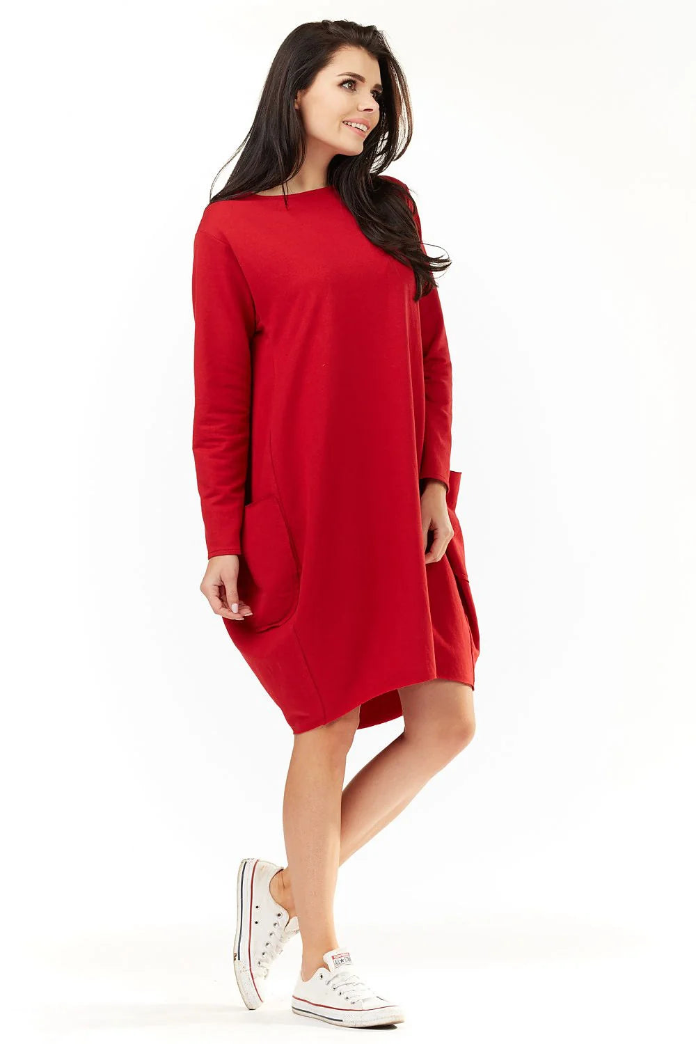 Robe décontractée en coton bleu vif coupe ample confortable avec poches pour sorties entre amies