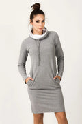 Robe décontractée en coton gris avec capuche confortable pour un style quotidien chic et tendance
