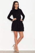 Robe décontractée en jersey noir moderne manches longues élégante quotidienne pour femmes tendance et chic