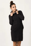 Robe droite en coton décontractée avec capuche gris anthracite pour un style quotidien confortable