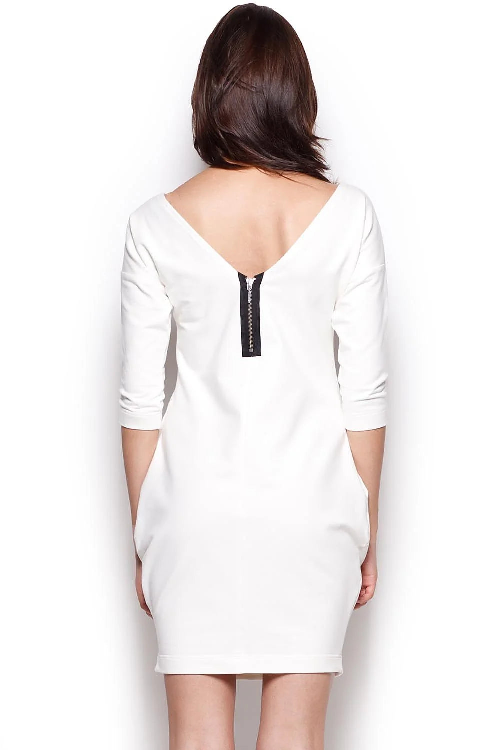 Robe droite en coton rose chic décontracté manches trois-quarts imprimé texte féminin élégant Paris
