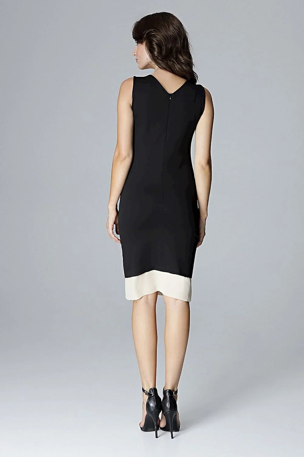 Robe élégante en coton polyester kaki chic moderne col en V sans manches femme
