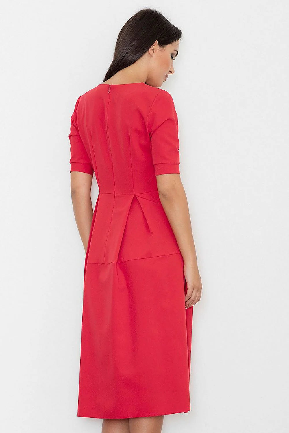 Robe élégante en polyester bleu vif avec manches mi-longues et coupe évasée pour femmes