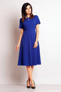 Robe élégante en polyester bleu vif style classique chic pour femme moderne active et sophistiquée
