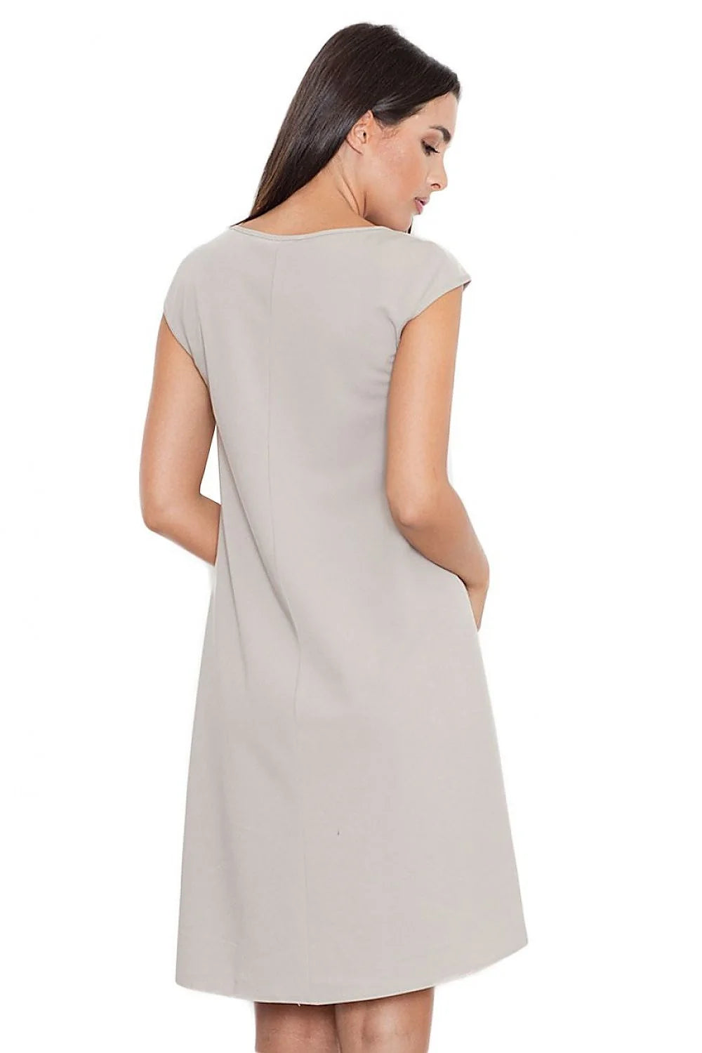 Robe élégante en polyester et viscose noire asymétrique manches courtes style moderne pour soirées chic