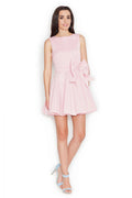 Robe élégante en polyester rose pâle avec nœud féminin style romantique pour soirées et cocktails