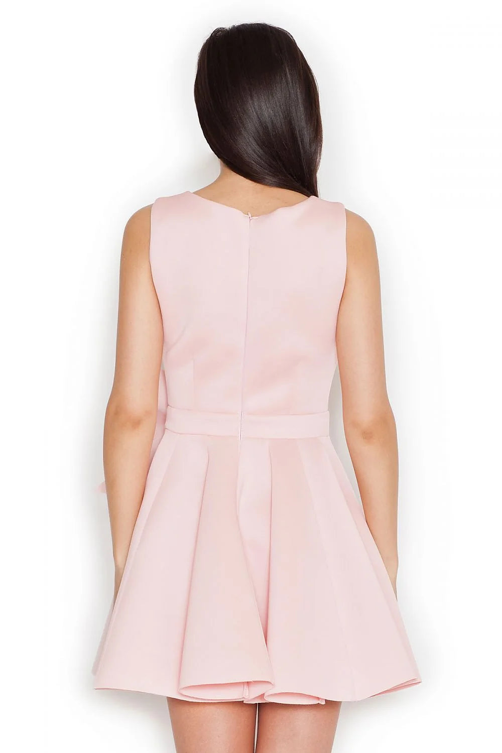 Robe élégante en polyester rose pâle avec nœud féminin style romantique pour soirées et cocktails