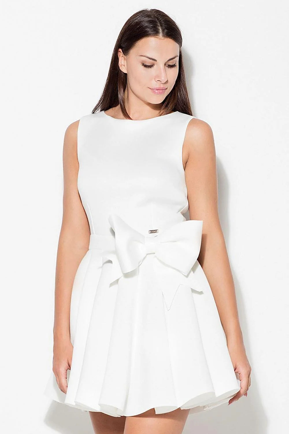 Robe élégante en polyester rose pâle avec nœud féminin style romantique pour soirées et cocktails