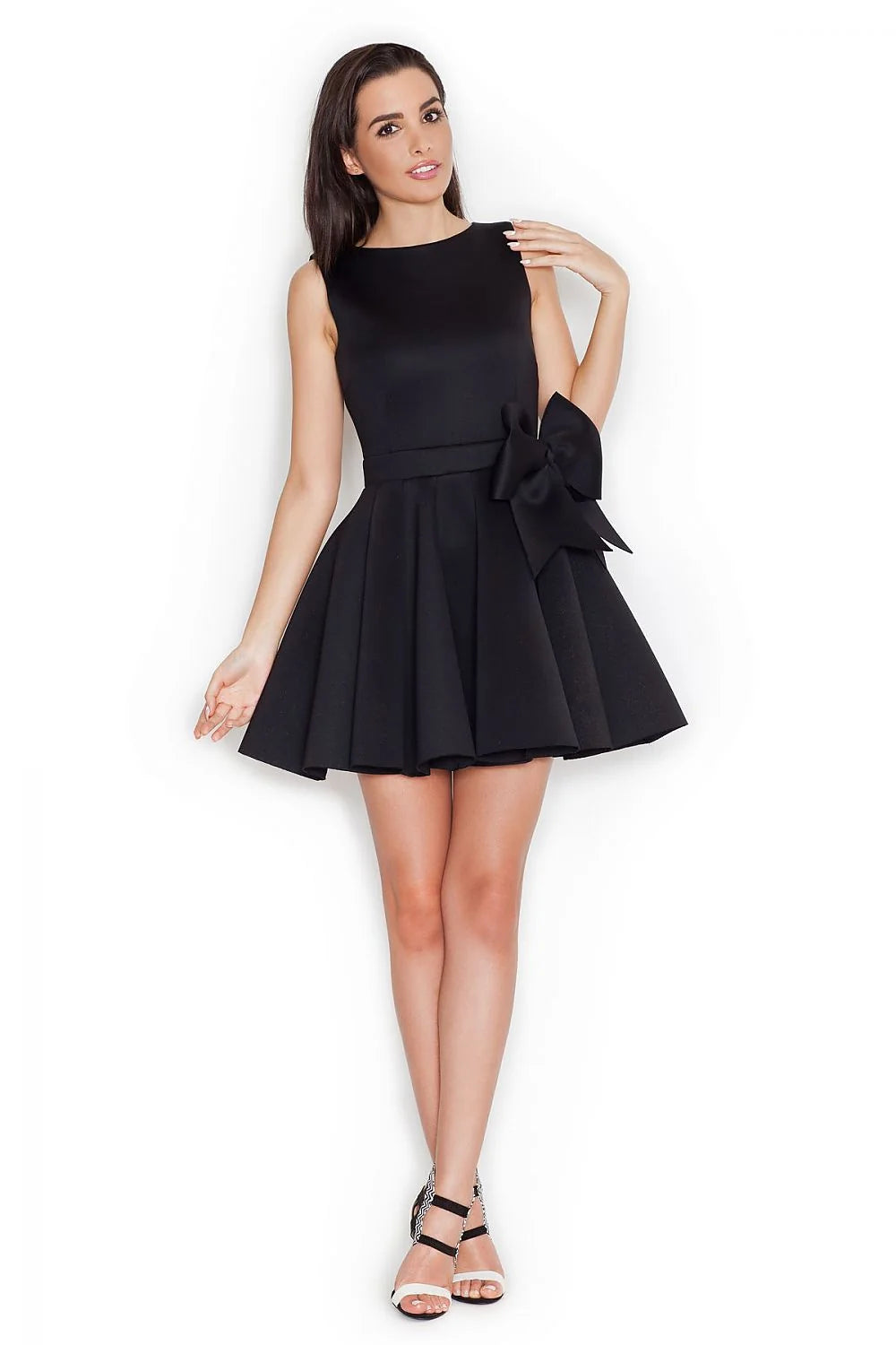 Robe élégante en polyester rose pâle avec nœud féminin style romantique pour soirées et cocktails
