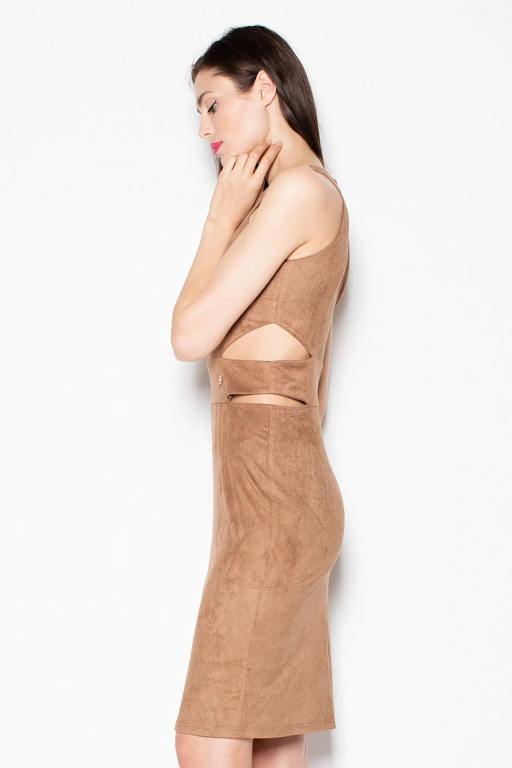 Robe élégante en suédine grise Venaton coupe ajustée moderne pour soirées et événements spéciaux