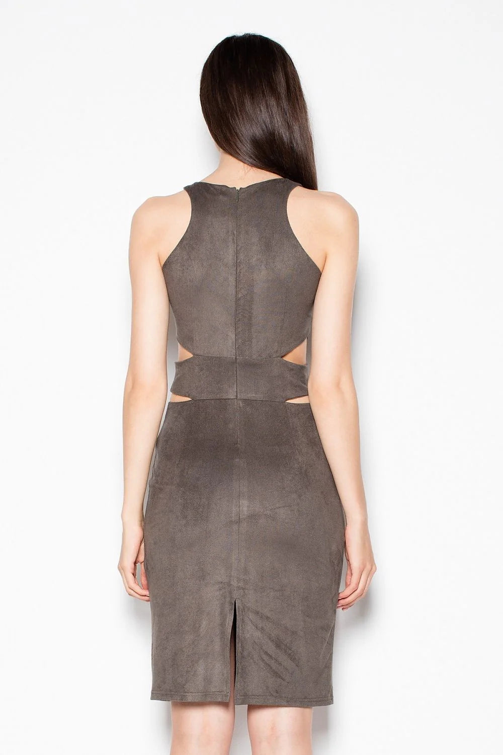 Robe élégante en suédine grise Venaton coupe ajustée moderne pour soirées et événements spéciaux